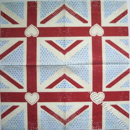 Серветка британський прапор із серцем  33 х 33 см (ТС2303)