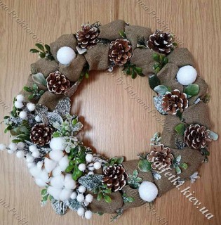 Новорічний інтер'єрний віночок "Зимовий спокій"