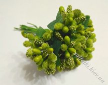 Тычинки на проволоке сложные с ягодками и листьями оливковый пучок