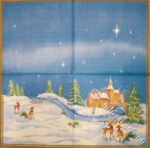 Серветка новорічний краєвид з річкою 33 х 33 см (ТС4814)