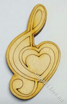Фігурка фанерна Серце зі скрипковим ключем