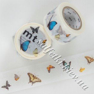 Скотч бумажный декоративный 30ммх10м Бабочки
