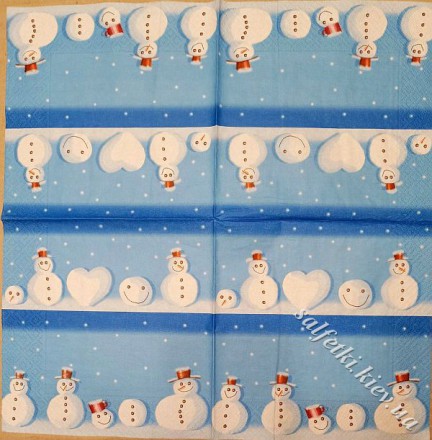 Серветка розібрані сніговики 33 х 33 см (ТС0013)
