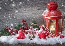 Декупажна карта - червоний ліхтарик NY126, формат А4, 60 г/м2