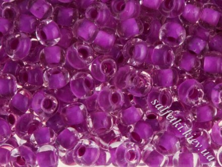 Бисер Preciosa 10/0, № 38328 Прозрачный с цветной полосой внутри, Фиолетовый, Круглый 10г.