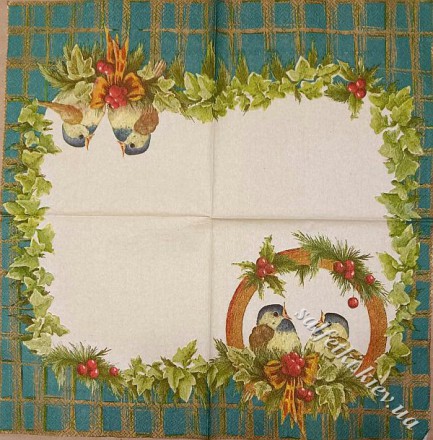 Серветка пташечки в рамці 33 х 33 см (ТС0015)