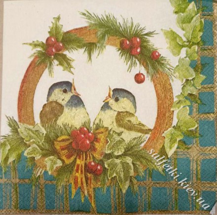 Серветка пташечки в рамці 33 х 33 см (ТС0015)