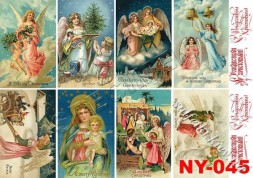 Декупажна карта - міні-листівки з янголами NY045, формат А4, 60 г/м2
