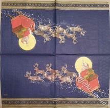 Серветка Санта летить в санях 33 х 33 см (ТС0016)