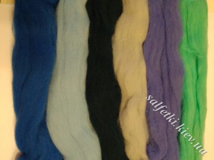 Set of wool for felting 40g №125005 Seascape combed ribbon