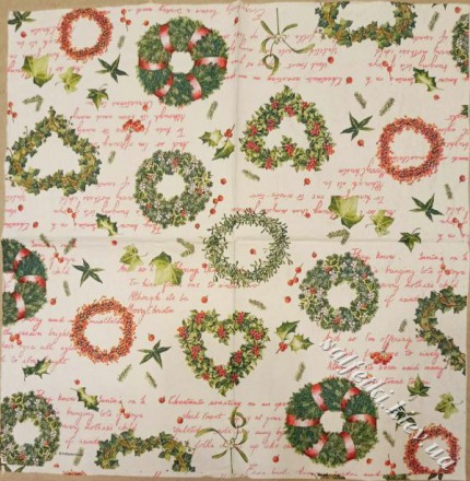 Серветка новорічні віночки 33 х 33 см (ТС0018)