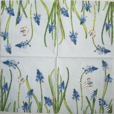 Серветка сині квіточки на блакитному фоні 33 х 33 см (ТС1699(а))