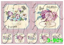 Декупажна карта - квіти у чашках 3-905, формат А4, 60 г/м2