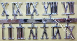 Набір маленьких цифр для годинника (римські срібні) 11 мм.