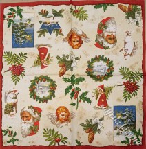 Серветка новорічний вінтажний колаж 33 х 33 см (ТС0022)