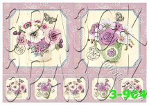 Декупажна карта - квіти у чашках 3-904, формат А4, 60 г/м2
