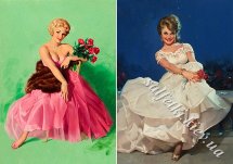 Декупажна карта - дівчата у вечірніх сукнях PU004, формат А4, 60 г/м2