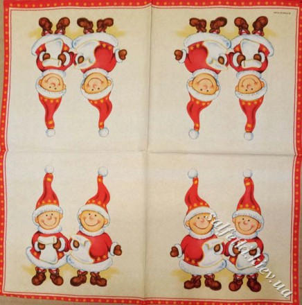 Серветка два гнома з папірцями 33 х 33 см (ТС0023)