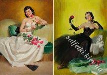 Декупажна карта - дівчата у вечірніх сукнях PU005, формат А4, 60 г/м2