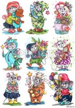 Декупажна карта - різні мишки AN121, формат А4, 60 г/м2