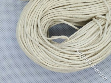 Вощений шнур колір лляний, бавовна, 1,5 мм (1 метр)