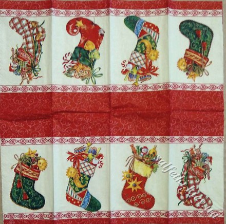 Серветка шкарпетки з подарунками (хусточка 21 х 21 см) (ТП4820(б))