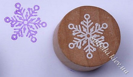Резиновый штамп на деревянном блоке &quot;Снежинка - 4&quot; 3 см