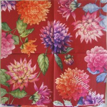 Серветка жоржини на червоному 33 х 33 см (ТС0229(а))