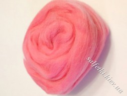 Вовна для валяння 25г №125206 РОЖОВИЙ гребенна стрічка