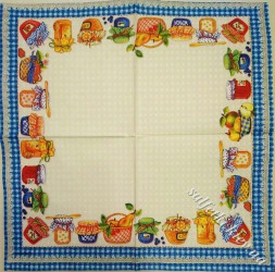 Серветка рамочка баночки варення синя 33 х 33 см (ТС5103(б))