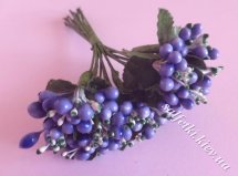 Тычинки на проволоке сложные с ягодками и листьями фиолетовые (Польша)