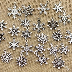 Сніжинки-підвіски асорти зістарене срібло (10 шт)
