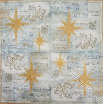 Серветка ніжно-блакитна новорічна із золотою зіркою 33 х 33 см (ТС0968(а))