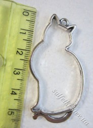 Підвіска металева Кіт контур (колір - срібло)