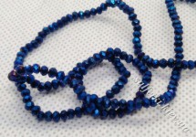 Glass beads faceted electroplating dark blue rondel 2.5x2 mm