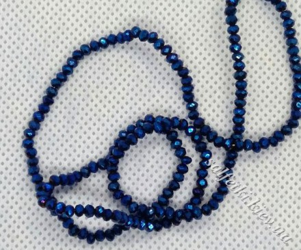 Glass beads faceted electroplating dark blue rondel 2.5x2 mm