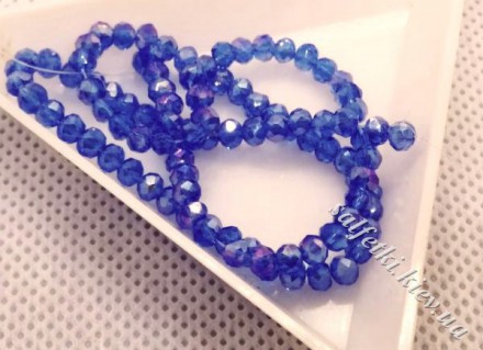Glass beads faceted galvanic AB blue rondel 3x2 mm