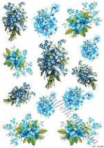 Декупажна карта - блакитні букетики FS085, формат А4, 60 г/м2
