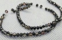 Glass beads faceted galvanic AB black roundel 3x2 mm