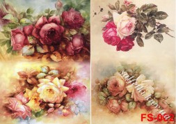Декупажна карта - букети троянд FS002, формат А4, 60 г/м2