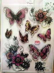 Штамп силиконовый 14 x 18 см &quot;Цветы и бабочки&quot;
