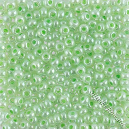 Бисер Preciosa 10/0, № 37154 Жемчужный, Светло-Зеленый, Круглый 10г.