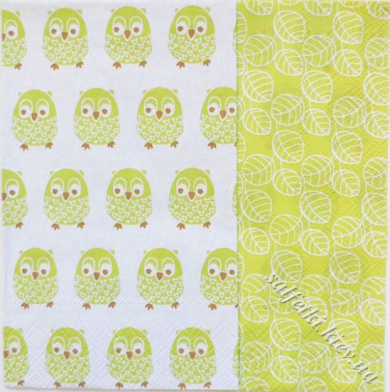 Серветка little owls світло-зелена 33 х 33 см (ТС3793(а))