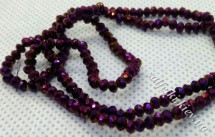 Glass beads faceted electroplating purple roundel 2.5x2 mm