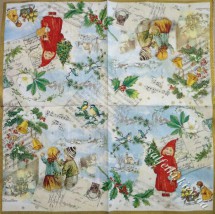 Серветка новорічний вінтажний колаж 33 х 33 см (ТС4826)