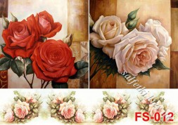 Декупажна карта - червоні та кремові троянди FS012, формат А4, 60 г/м2