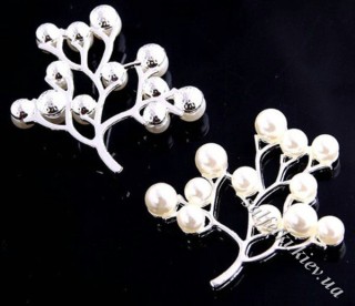 Гілочка із перлинами 43 х 43 мм N40 срібло