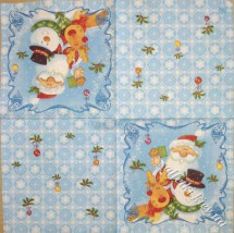 Серветка Санта, сніговик і олень 33 х 33 см (ТС4829)