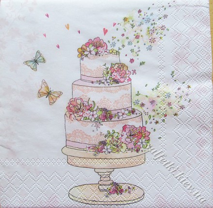 Серветки flowered wedding cake 33 х 33 см (ПТС4499) (пачка)