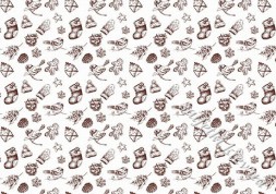 Декупажна карта - новорічні предмети монохром BG156, формат А4, 60 г/м2